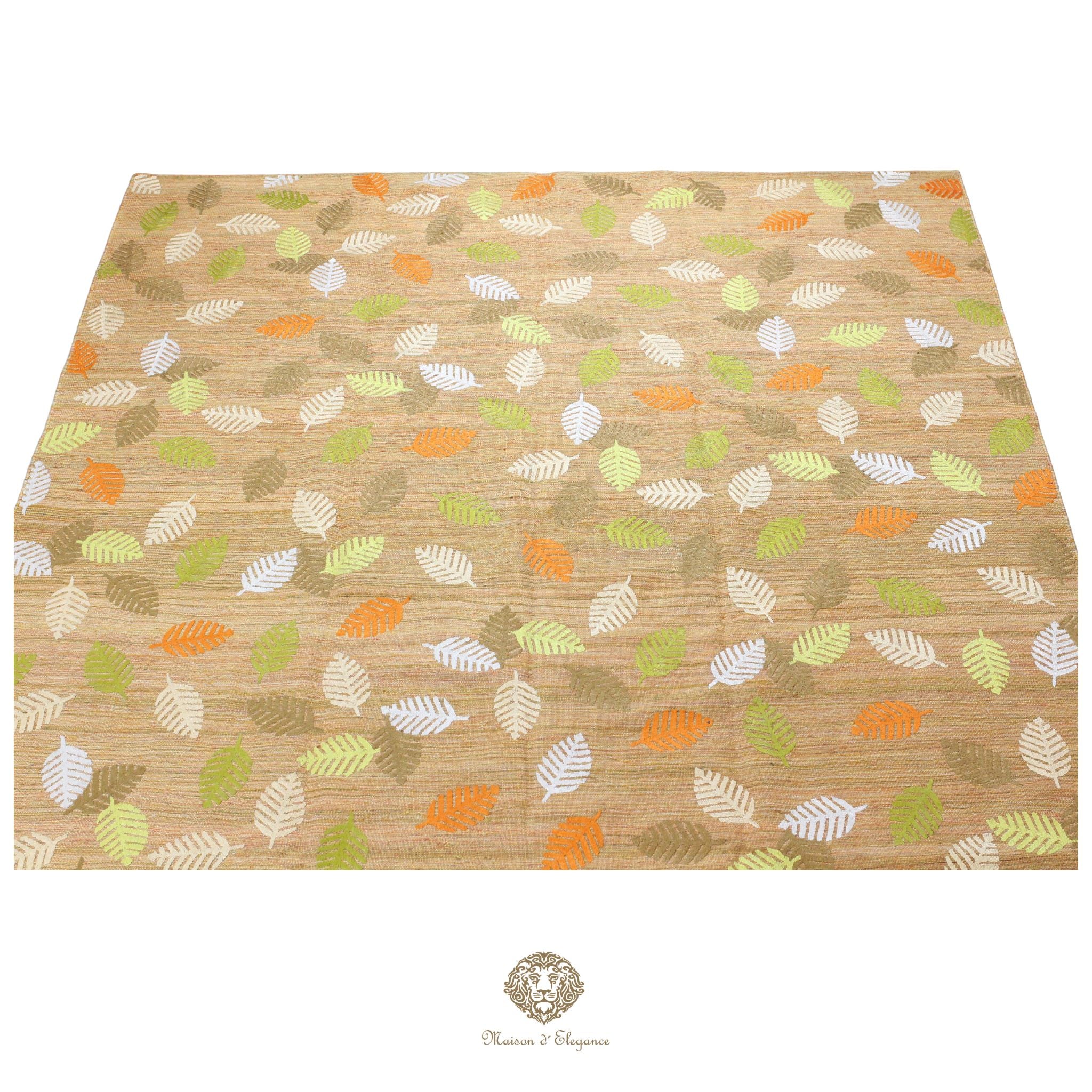 Kilim única moderna Tejido a Mano | Alfombra Plana de Lana y Seda con Tintes Naturales 230x313 cm