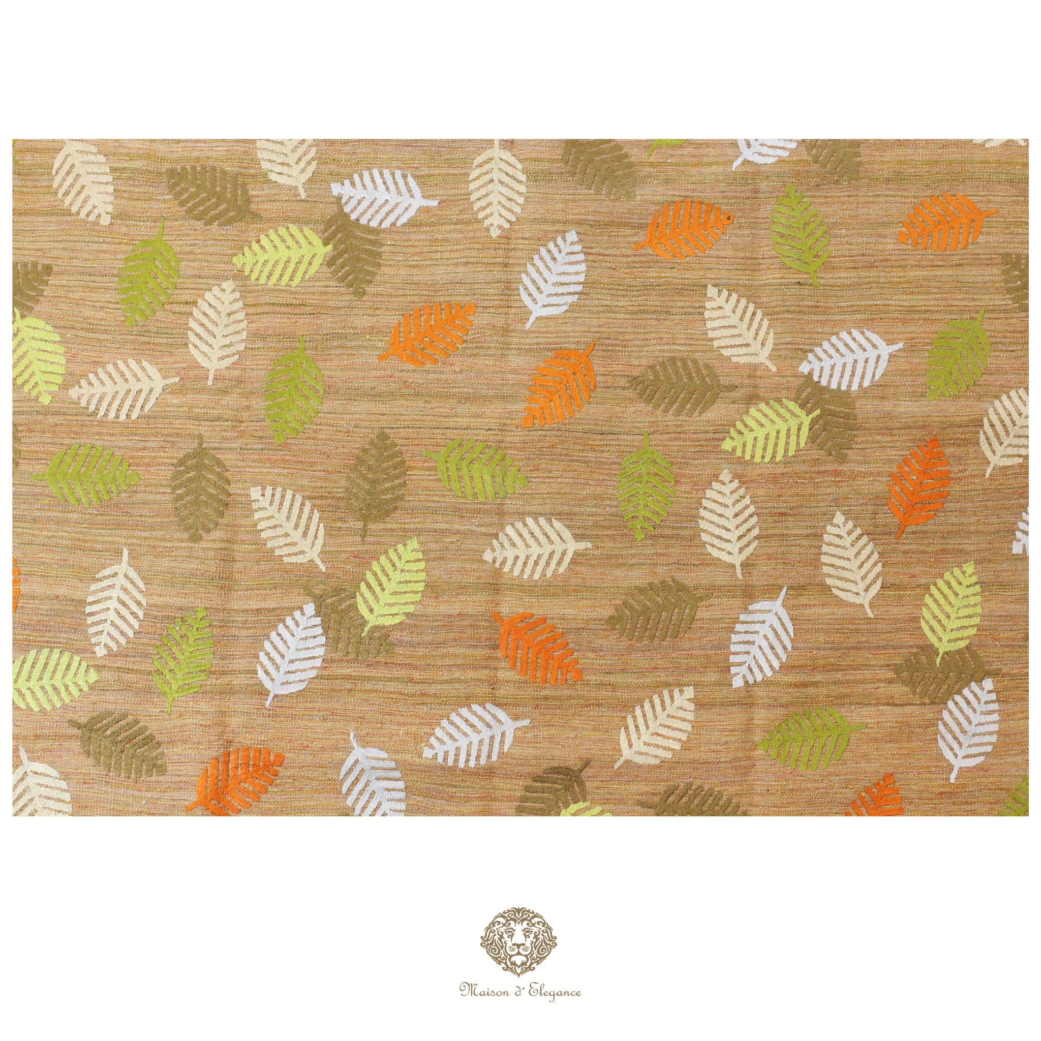 Kilim única moderna Tejido a Mano | Alfombra Plana de Lana y Seda con Tintes Naturales 230x313 cm