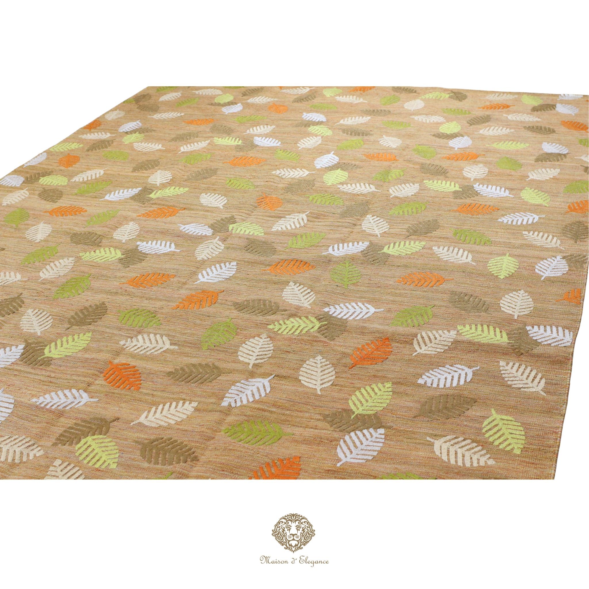 Kilim única moderna Tejido a Mano | Alfombra Plana de Lana y Seda con Tintes Naturales 230x313 cm
