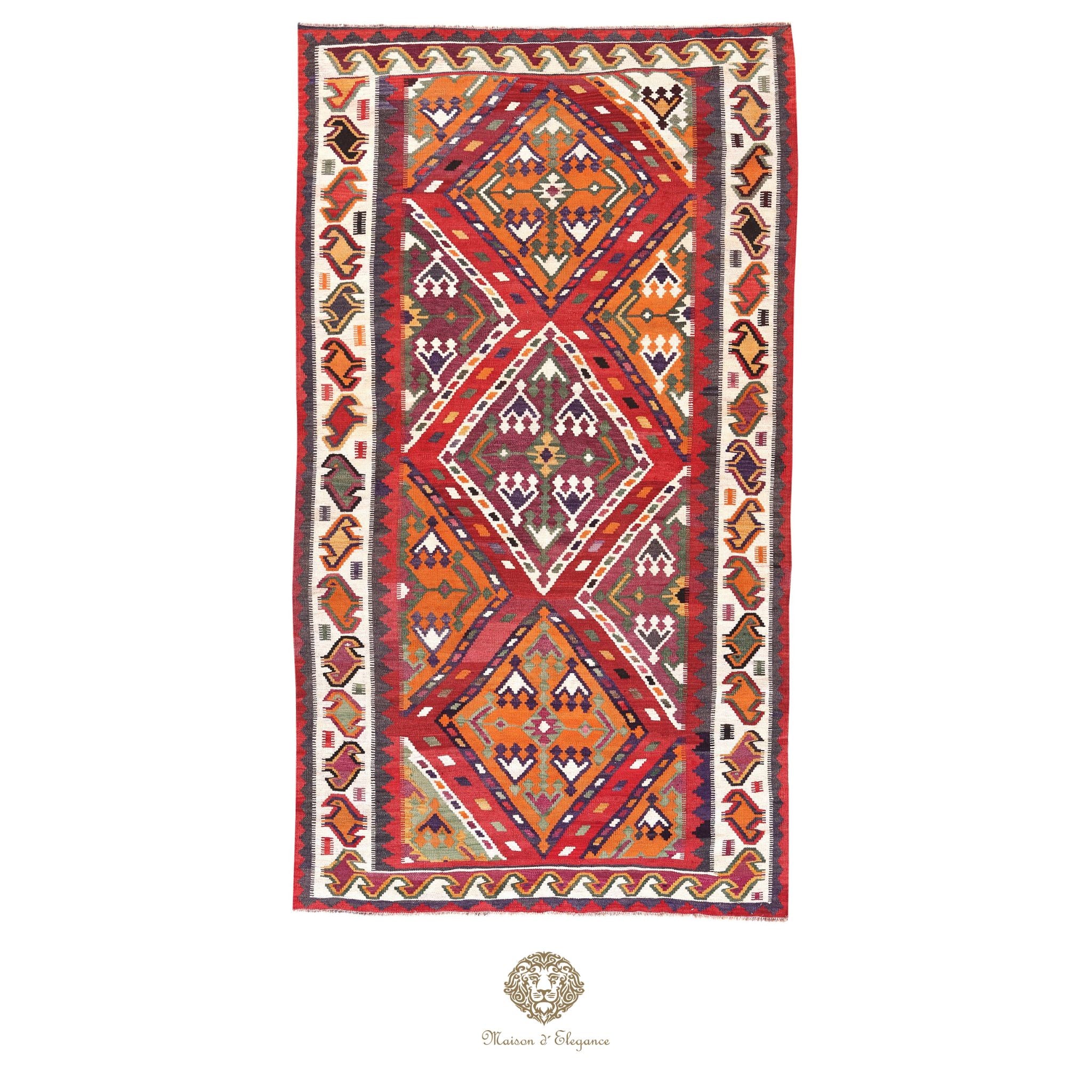 Decorative rug with geometric pattern on a white background