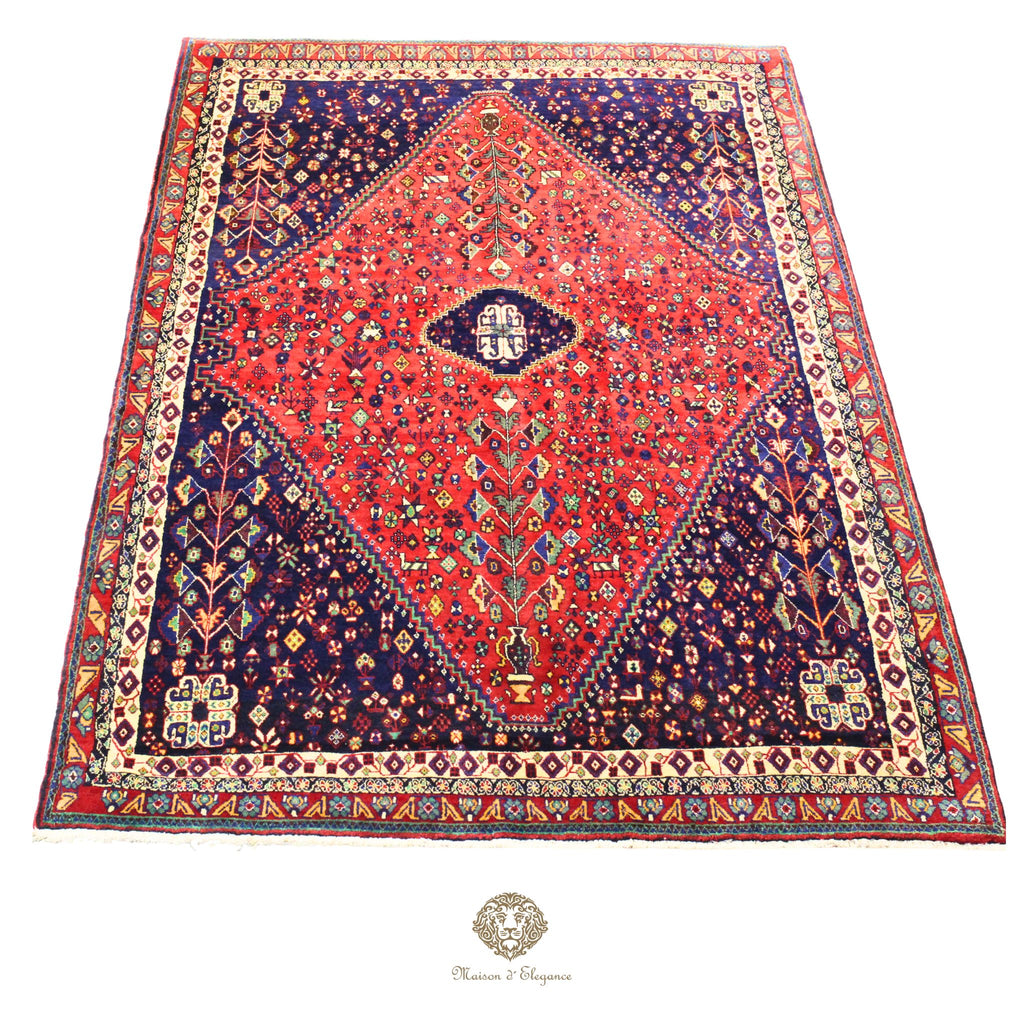 Alfombra persa Qashqai Shiraz Abadeh | Diseño geométrico tribal teñido con tintes naturales 160x263 cm
