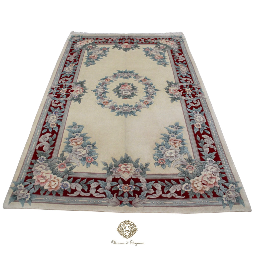 Decorative rug with floral patterns on a white background