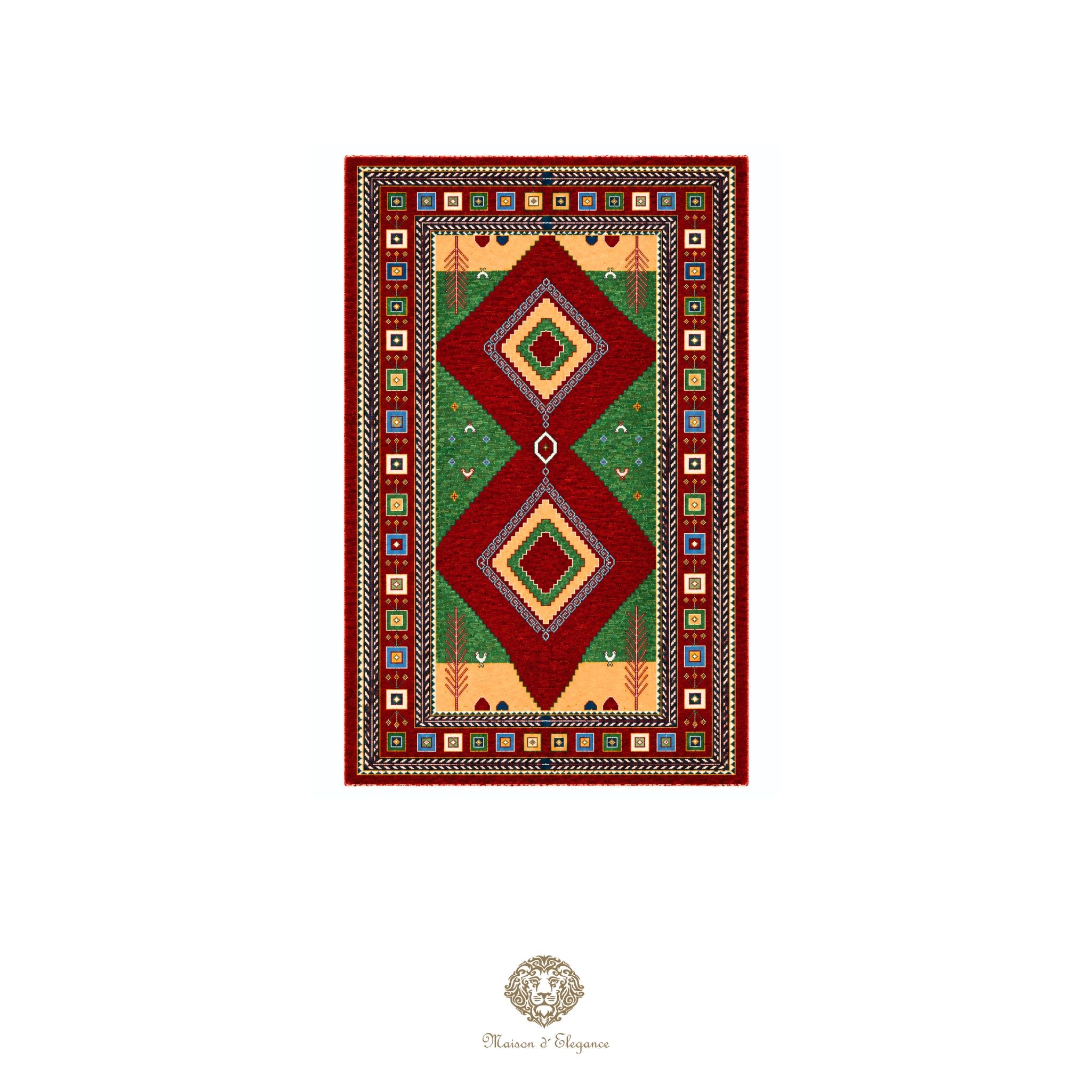 Alfombra persa Kashkuli colorida naturale | Gabbeh de lana hecha a mano 124 x 183 cm
