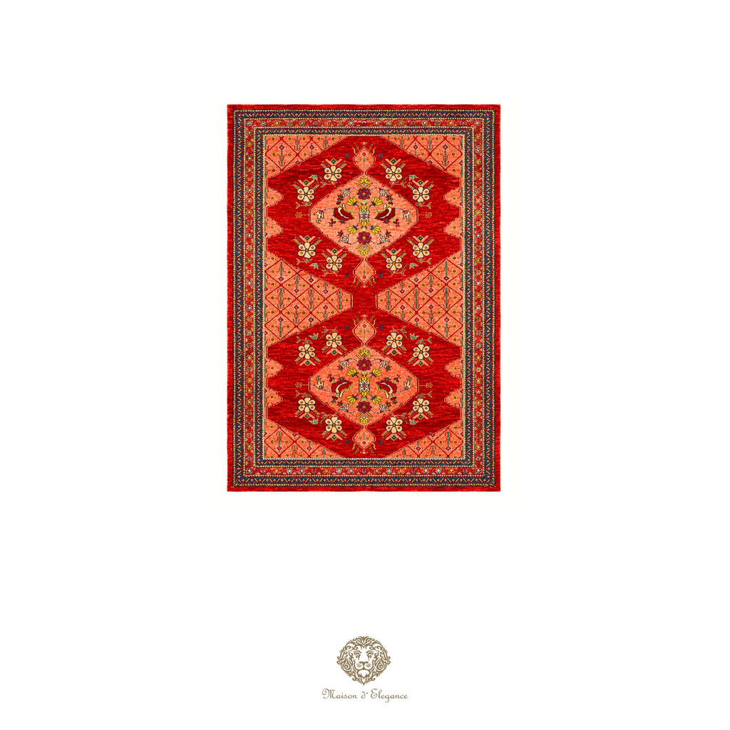 Alfombra persa Trible Fine Kashkuli con tintes naturales | Loribaft de lana hecha a mano 109 x 149 cm