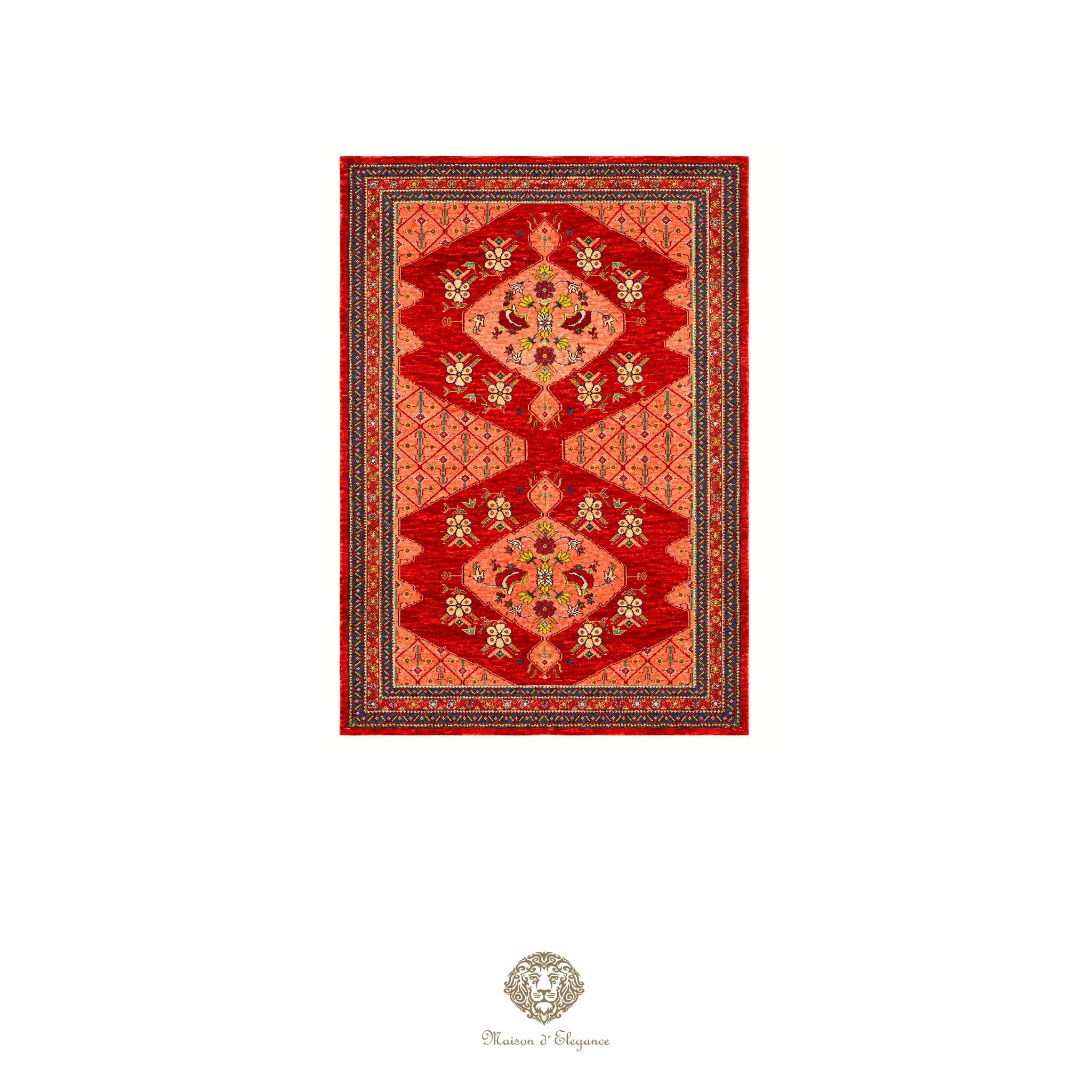 Alfombra persa Trible Fine Kashkuli con tintes naturales | Loribaft de lana hecha a mano 109 x 149 cm