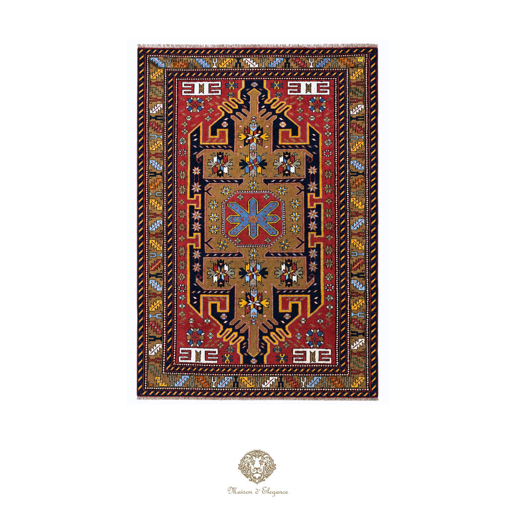 Alfombra Hamedan Lana Centro Geométrico Persa Tradicional 117 x 200 cm