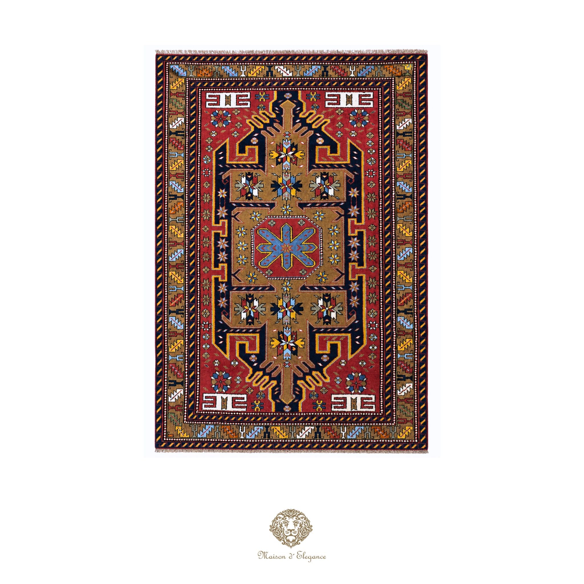 Alfombra Hamedan Lana Centro Geométrico Persa Tradicional 117 x 200 cm