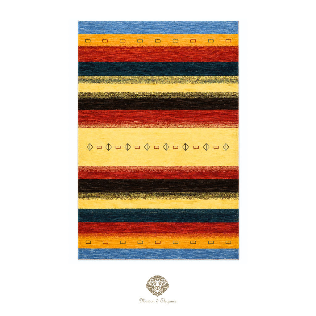 Alfombra persa Kashkuli de lana teñida naturalmente y colorida | Gabbeh hecha a mano 172 x 238 cm