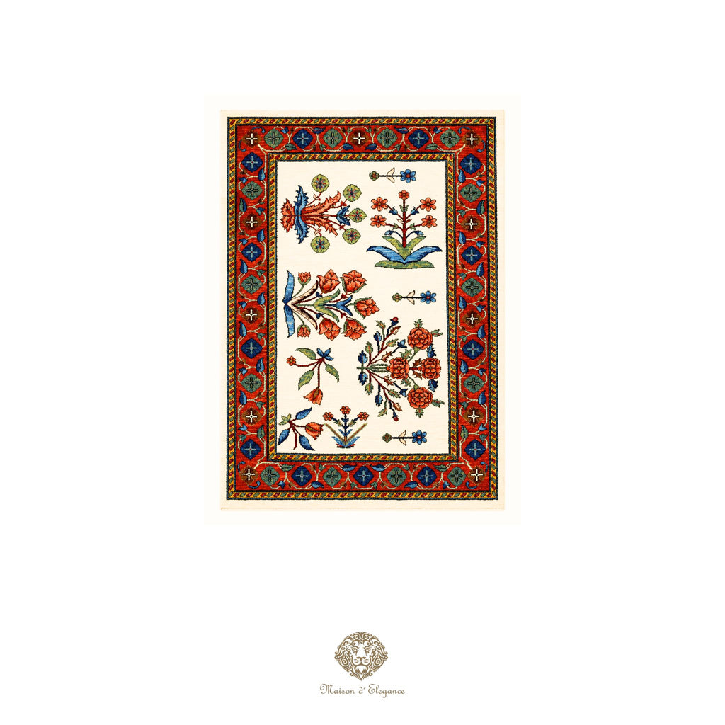 Alfombra persa Trible Fine Kashkuli con tintes naturales | Gabbeh de lana hecha a mano 96 x 131 cm