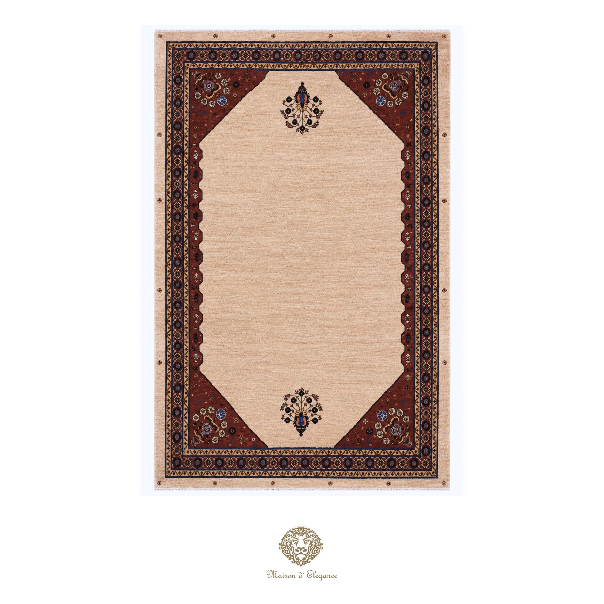 Alfombra persa Trible Fine Kashkuli con tintes naturales | Loribaft de lana hecha a mano 164 x 237 cm