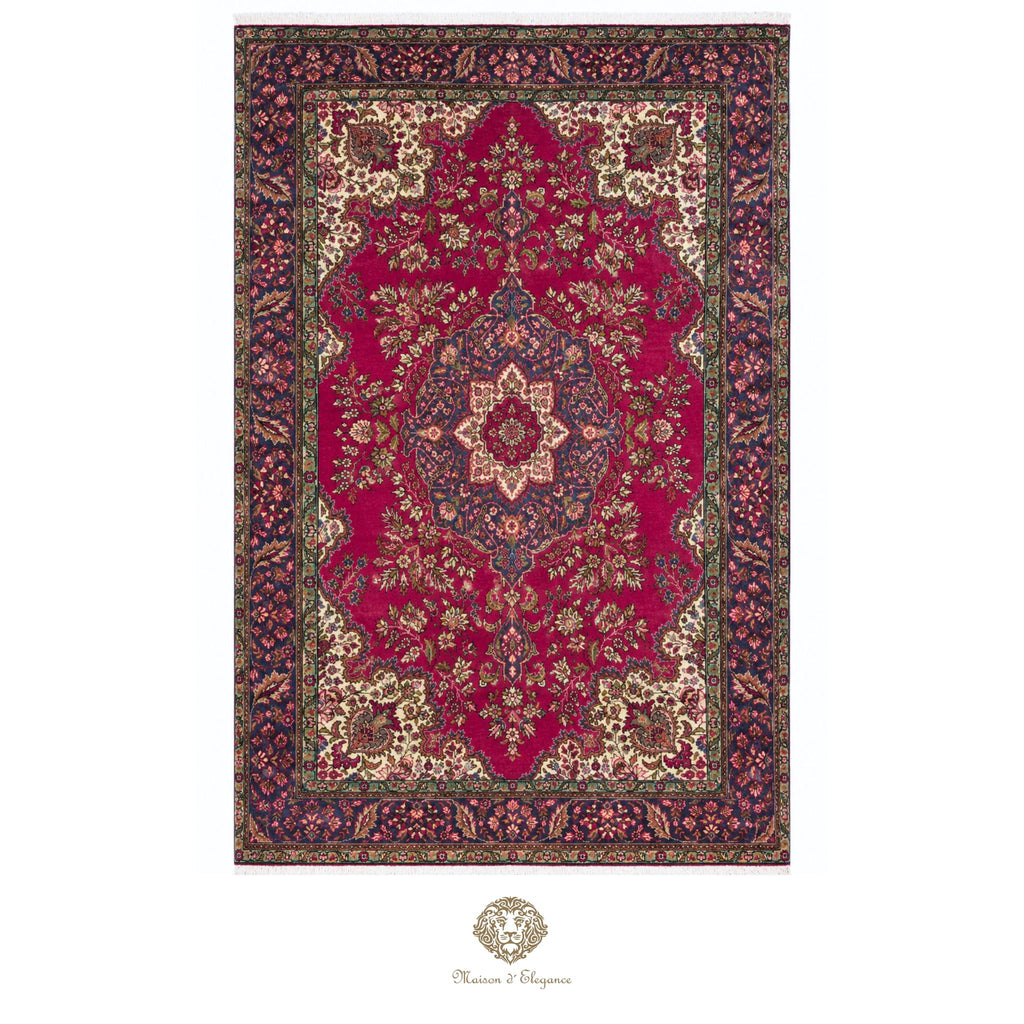 Alfombra persa clásica de lana Tabriz teñida naturalmente | Diseño de medallón hecho a mano 295 x 405 cm