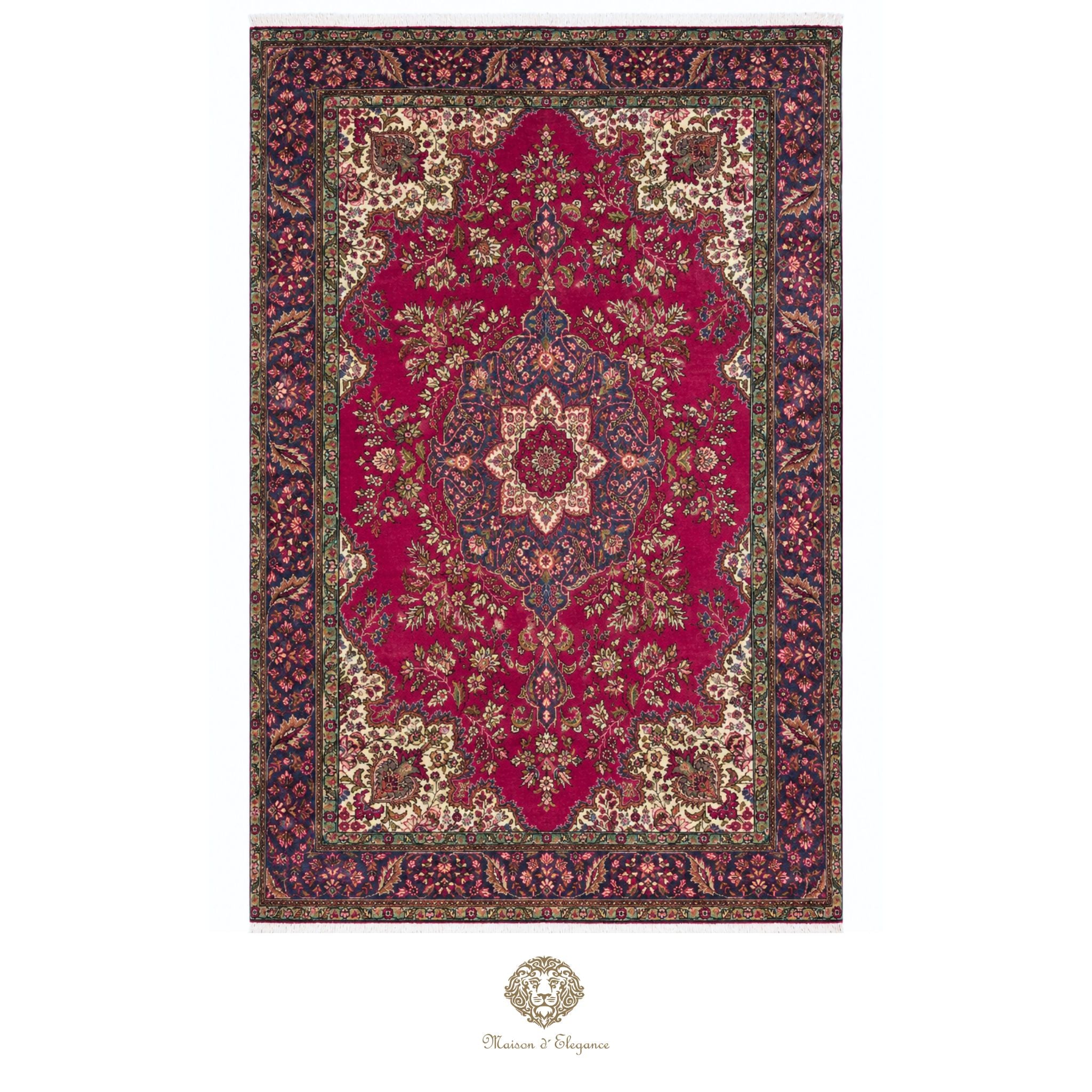 Alfombra persa clásica de lana Tabriz teñida naturalmente | Diseño de medallón hecho a mano 295 x 405 cm