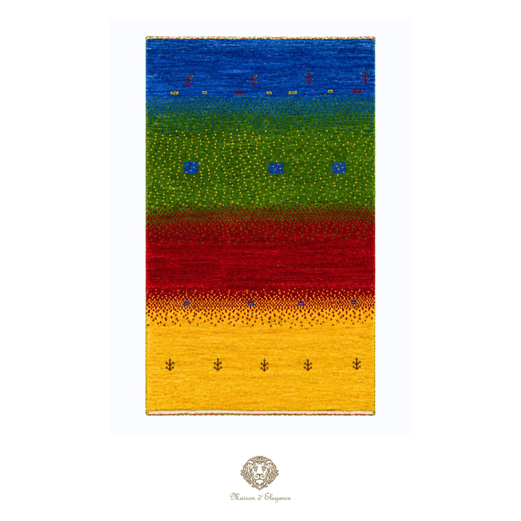 Alfombra persa Kashkuli colorida | Gabbeh de lana hecha a mano 85x121 cm