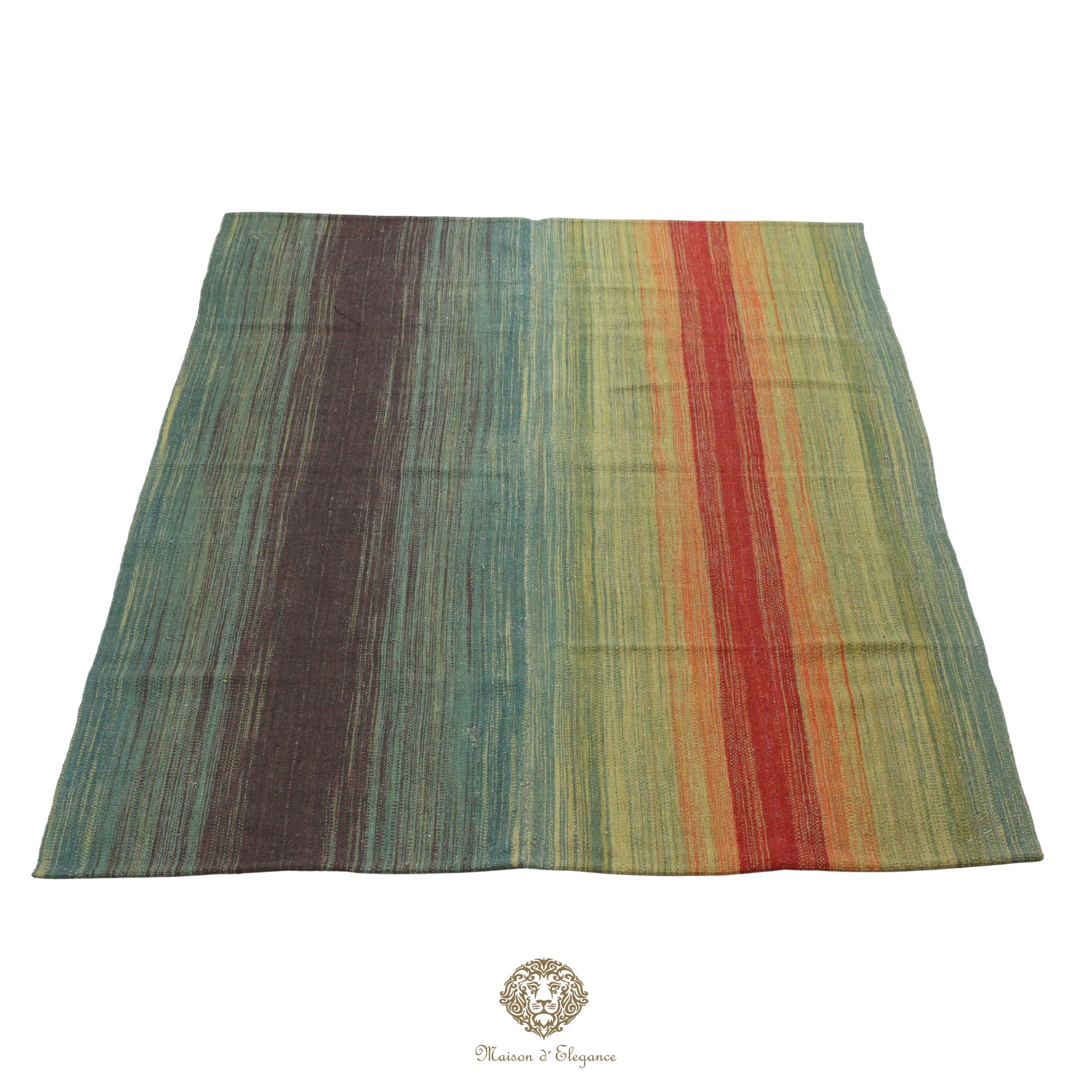Alfombra Kelim Kia Sar Amarillo Verde Intenso Lana 186x240 cm