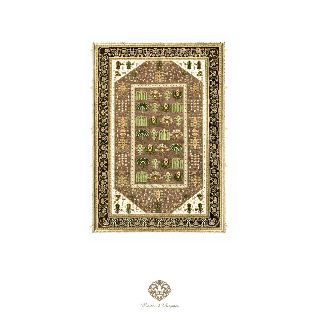 Alfombra persa Kashkuli de tejido plano, kilim bitécnico de lana | Hecha a mano, color natural, 120 x 180 cm