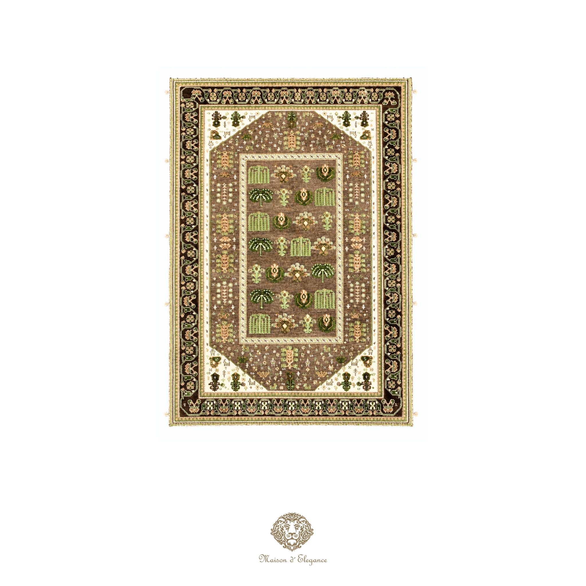 Alfombra persa Kashkuli de tejido plano, kilim bitécnico de lana | Hecha a mano, color natural, 120 x 180 cm