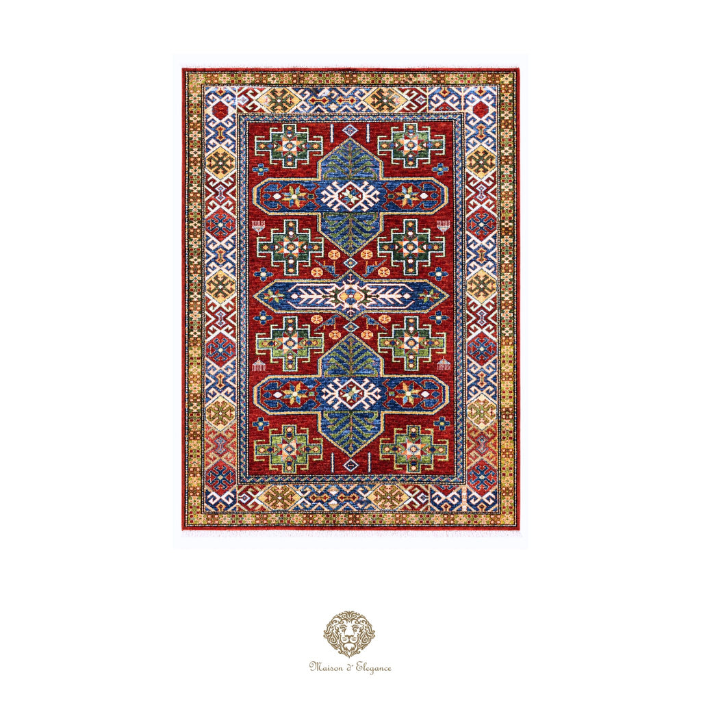 Alfombra oriental de lana Kazak, tradicional | Diseño geométrico Afganistán, 150 x 206 cm