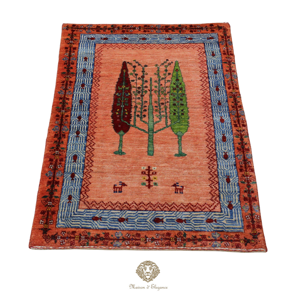 Alfombra Loribaft Rosa Persa Lana 100% Hecha a Mano 82x128 cm