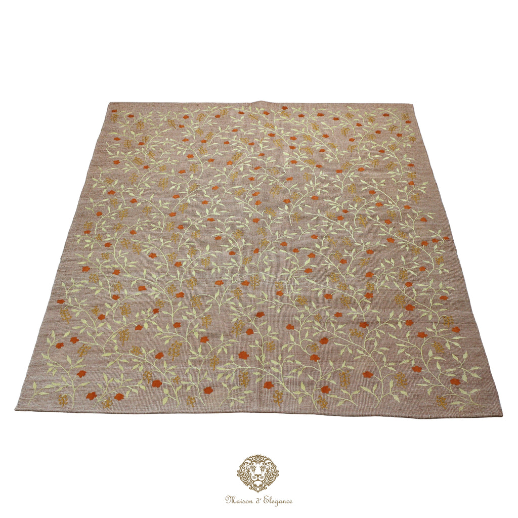 Floral patterned rug on a white background