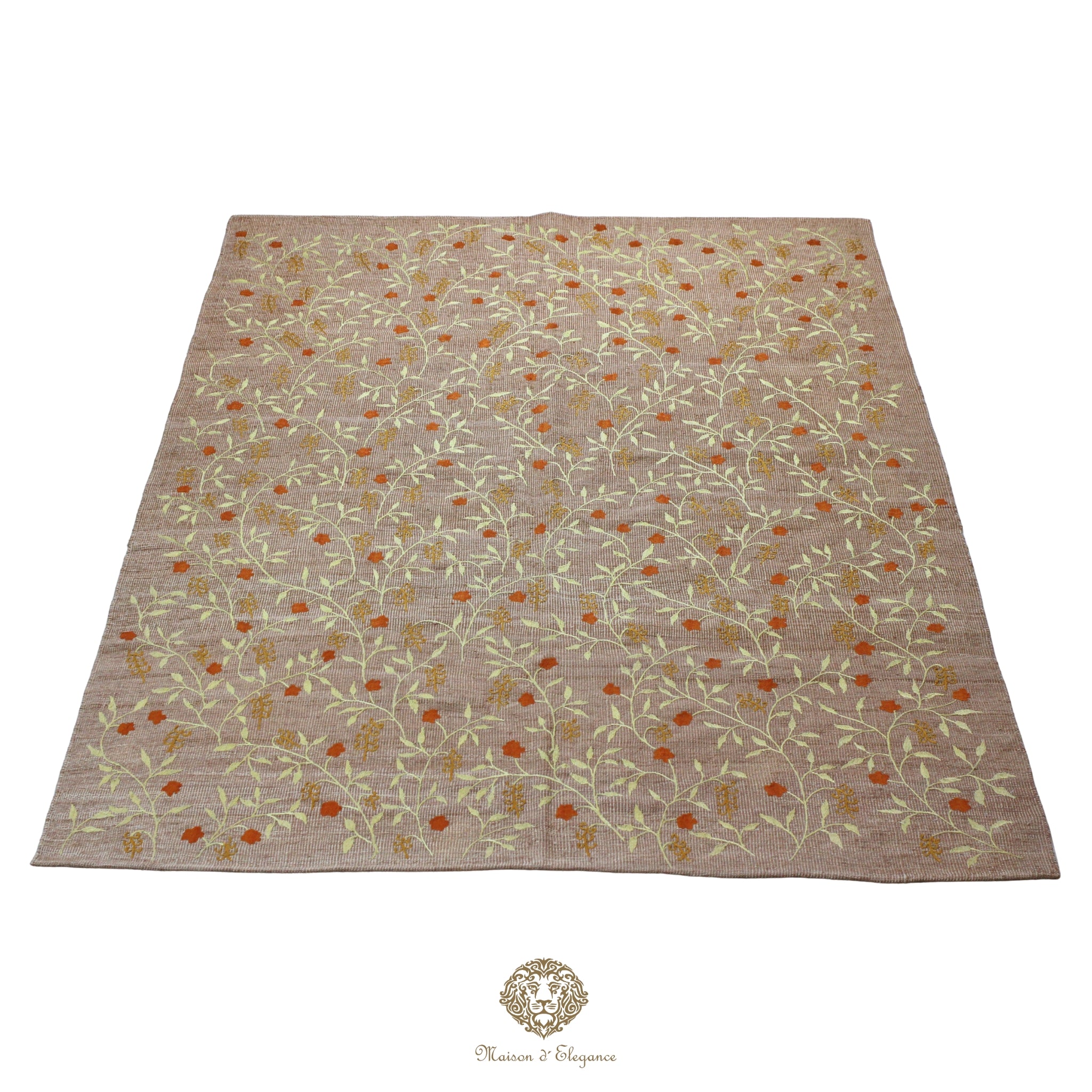 Floral patterned rug on a white background
