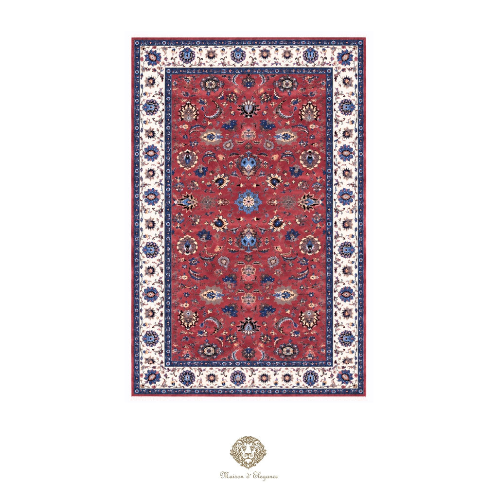 Alfombra persa Kashan | Diseño floral azul marino de lana