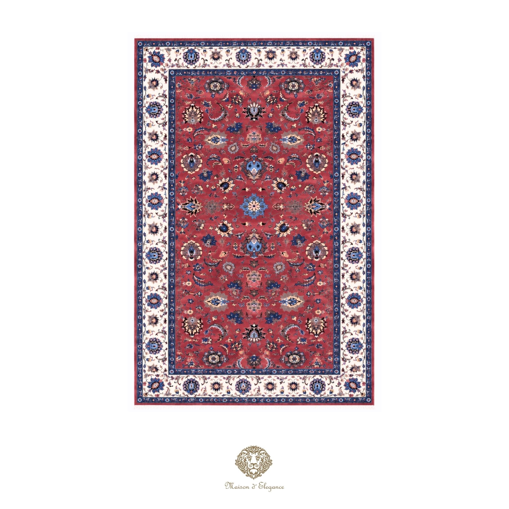Alfombra persa Kashan | Diseño floral azul marino de lana