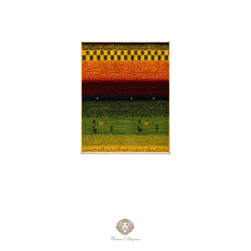 Alfombra persa Kashkuli de lana teñida naturalmente y colorida | Gabbeh hecha a mano 60 x 87 cm