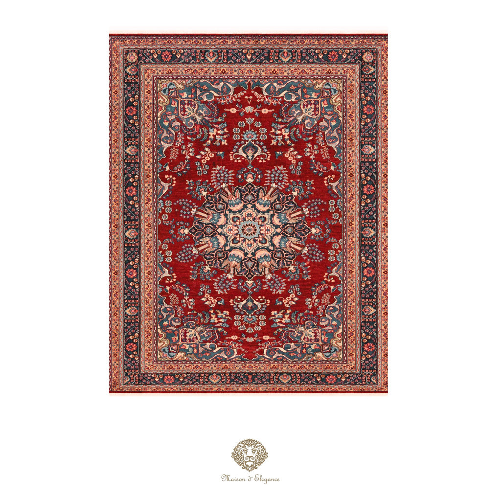 Alfombra Persa Mashhad Lana | Floral Medallón Design  Rojo 244 x 347 cm