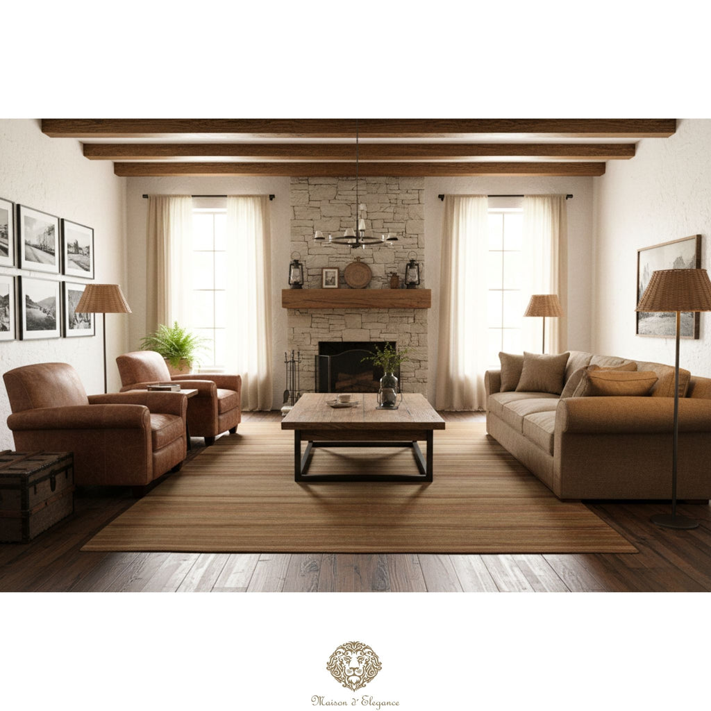 Alfombra Soumak Lana Lisa Color Neutro Tejido Plano 305 x 214 cm