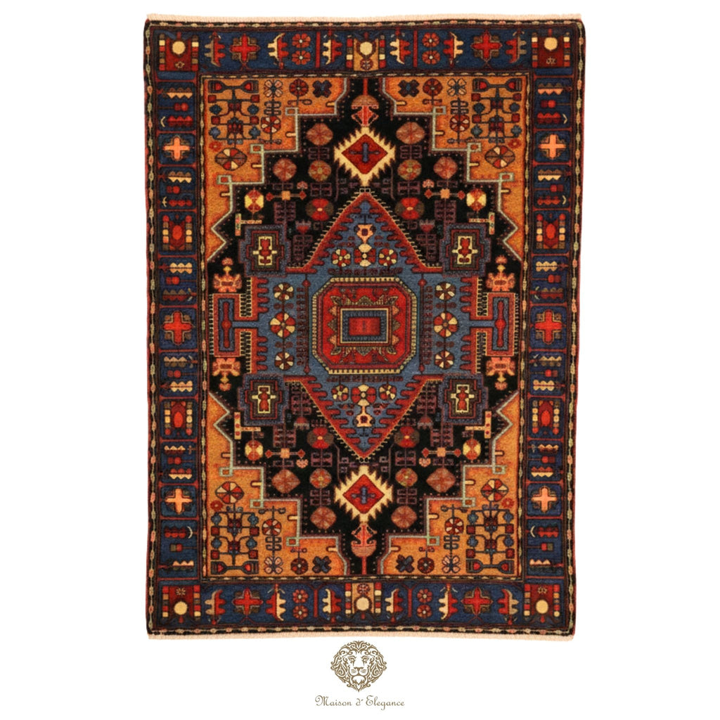 Alfombra Hamedan Lana Centro Geométrico Persa Tradicional 217 x 136 cm