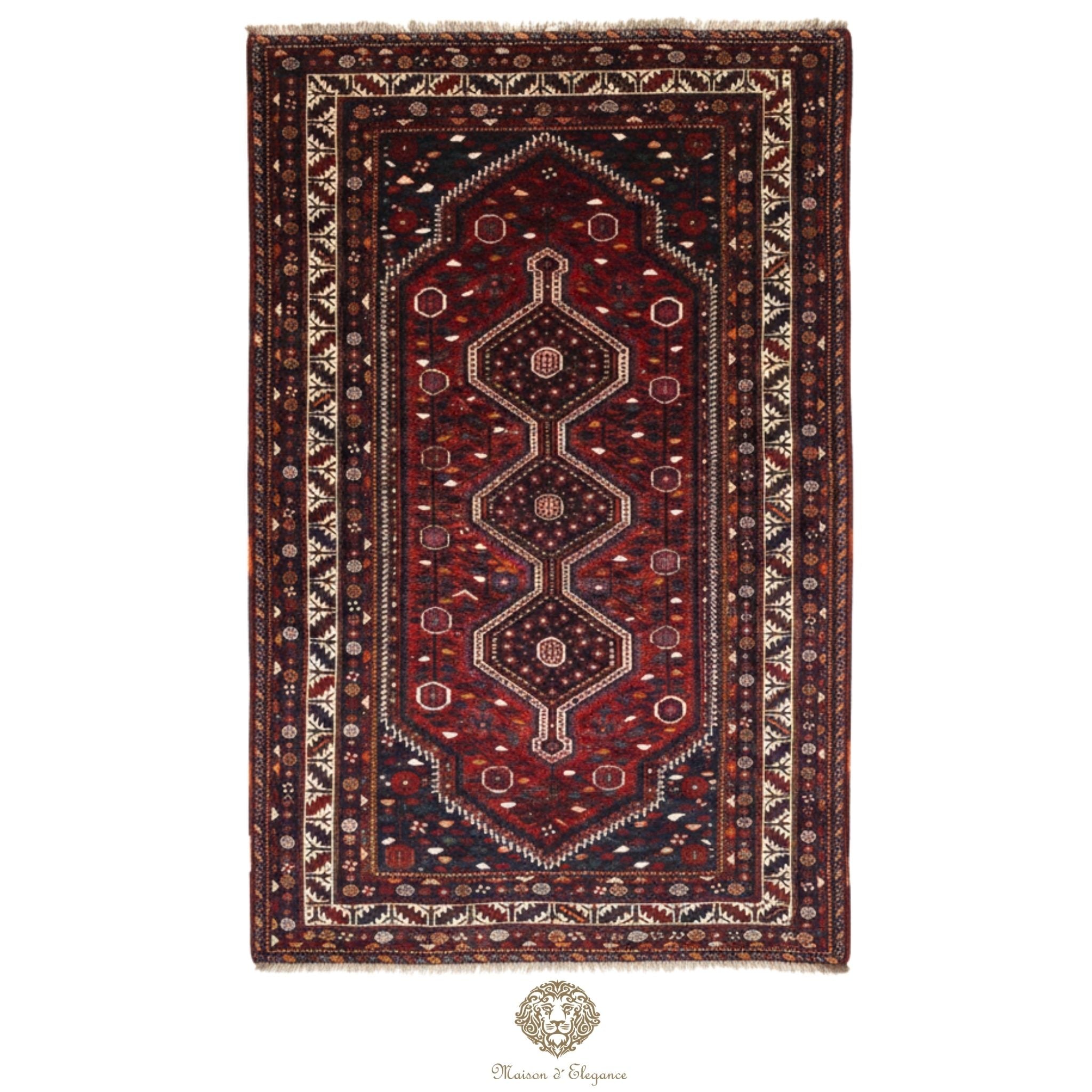 Alfombra Qashqai Lana Diseño Tribal Persa Auténtica 306 x 206 cm