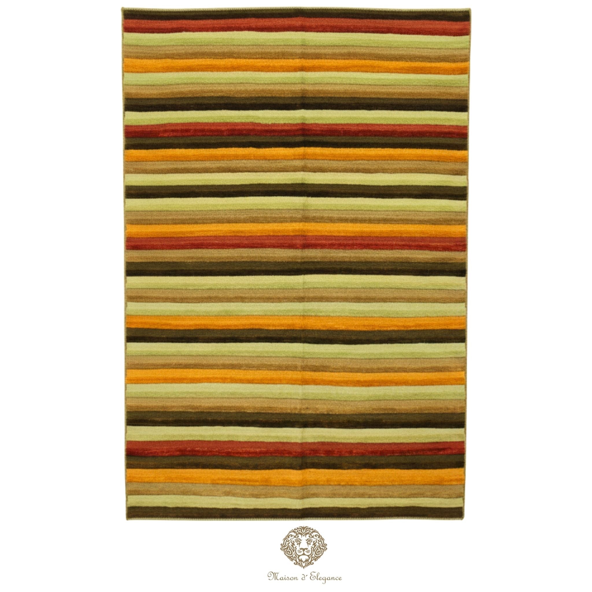 Alfombra Lana Multicolor a Rayas Contemporánea 246 x 178 cm