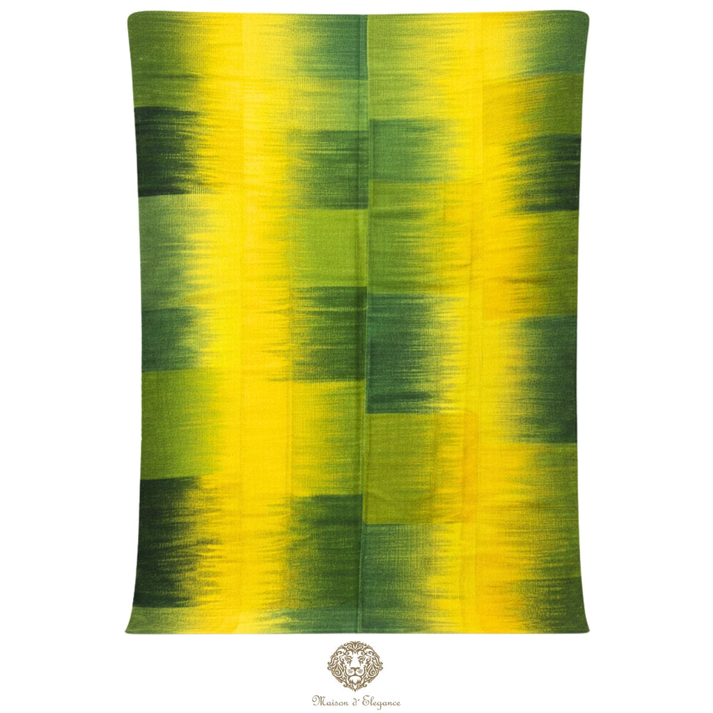 Alfombra Kelim Kia Sar Amarillo Verde Intenso Lana 252 x 202 cm