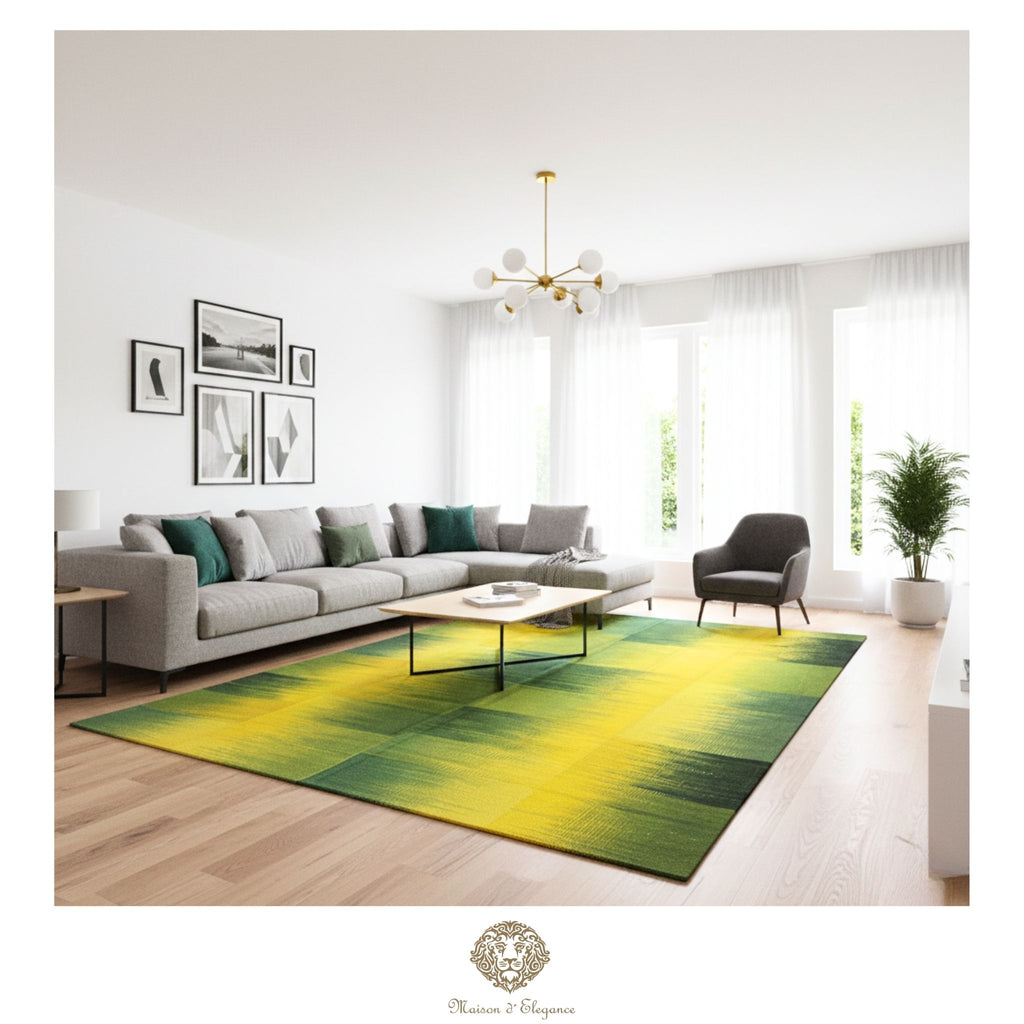 Alfombra Kelim Kia Sar Amarillo Verde Intenso Lana 252 x 202 cm