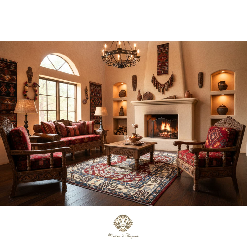 Alfombra Kazak de Lana Tradicional Caucásica 247 x 171