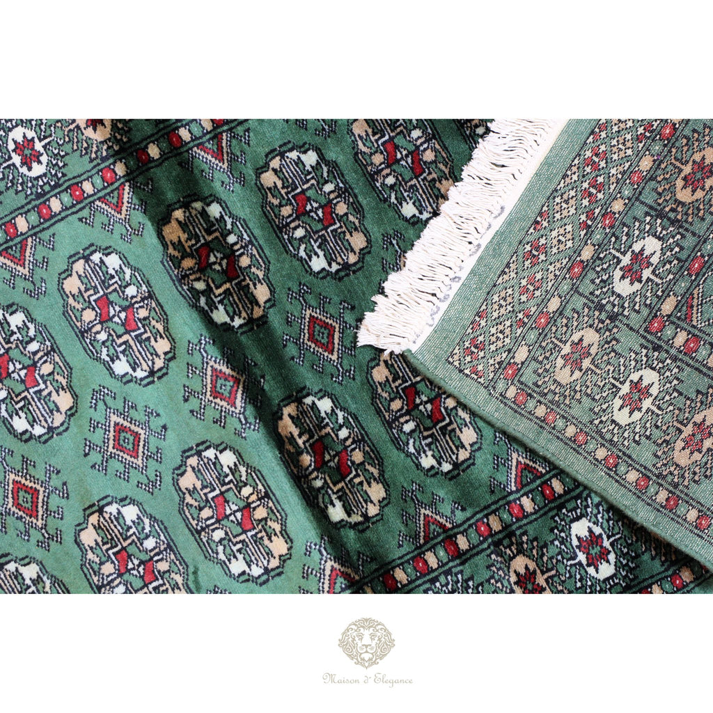 Caminero Alfombra Boukhara Lana Verde Natural Color Intenso 386  x 80 cm