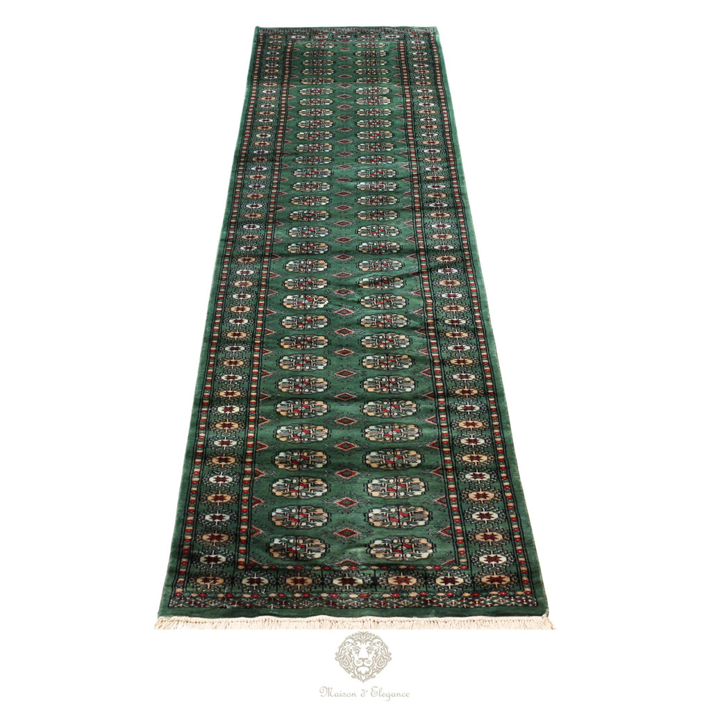 Caminero Alfombra Boukhara Lana Verde Natural Color Intenso 386  x 80 cm