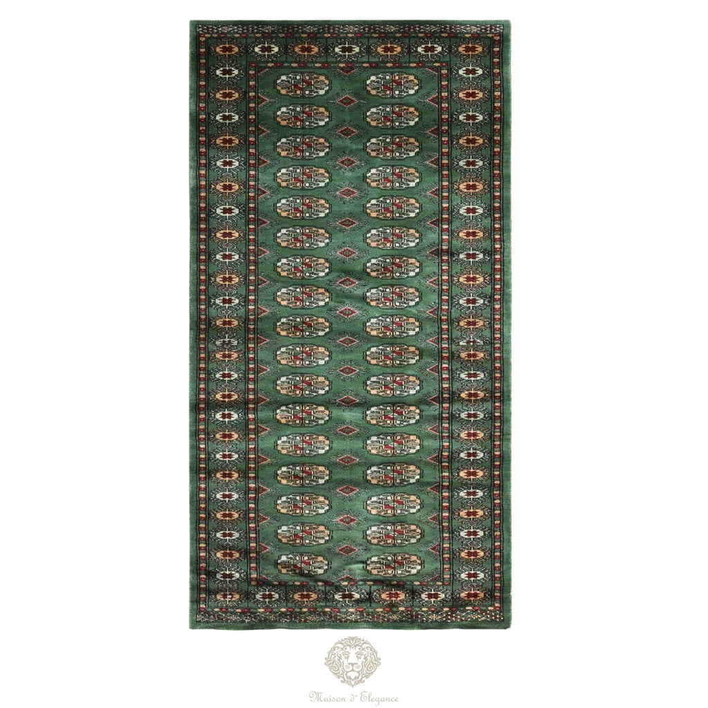 Caminero Alfombra Boukhara Lana Verde Natural Color Intenso 386  x 80 cm
