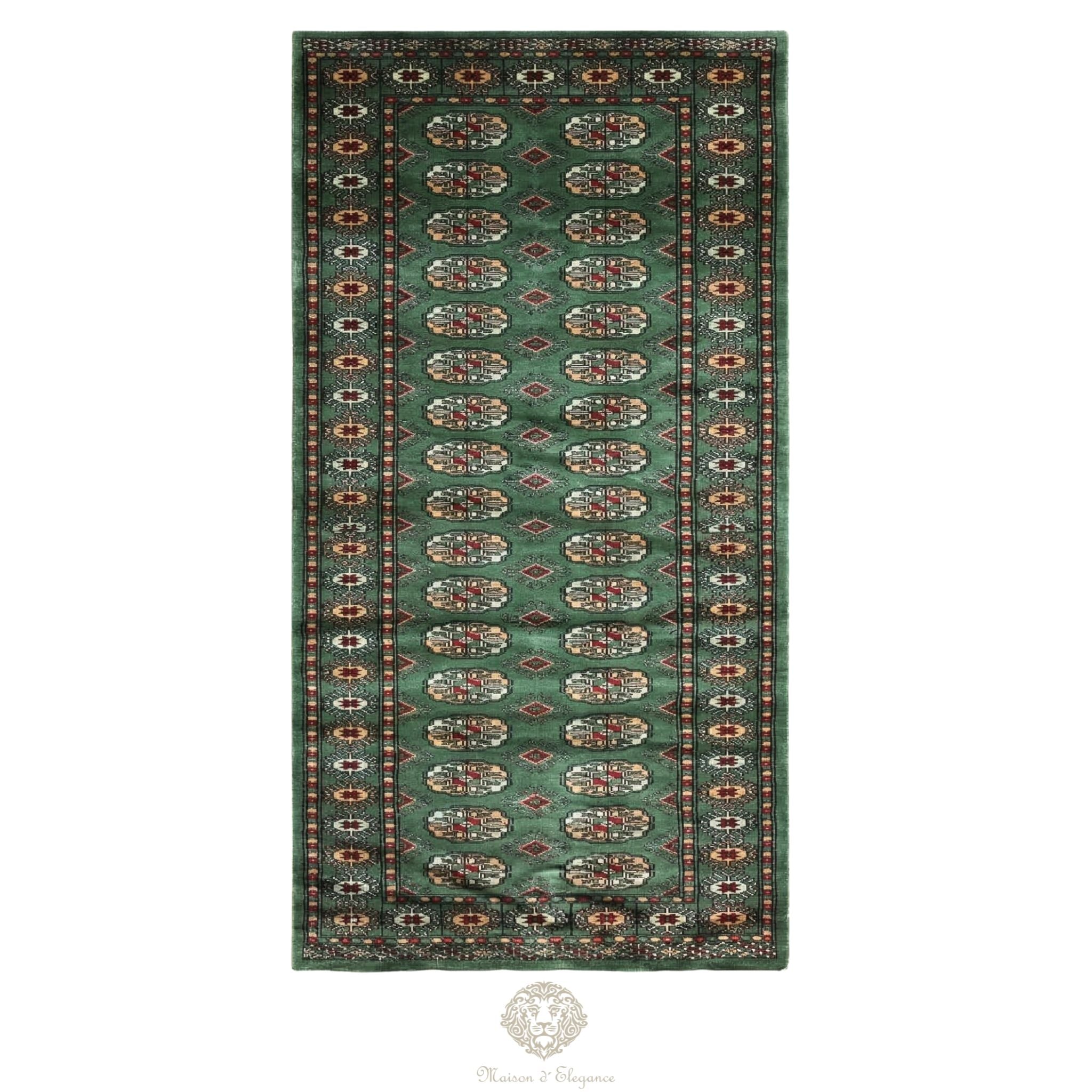 Caminero Alfombra Boukhara Lana Verde Natural Color Intenso 386  x 80 cm
