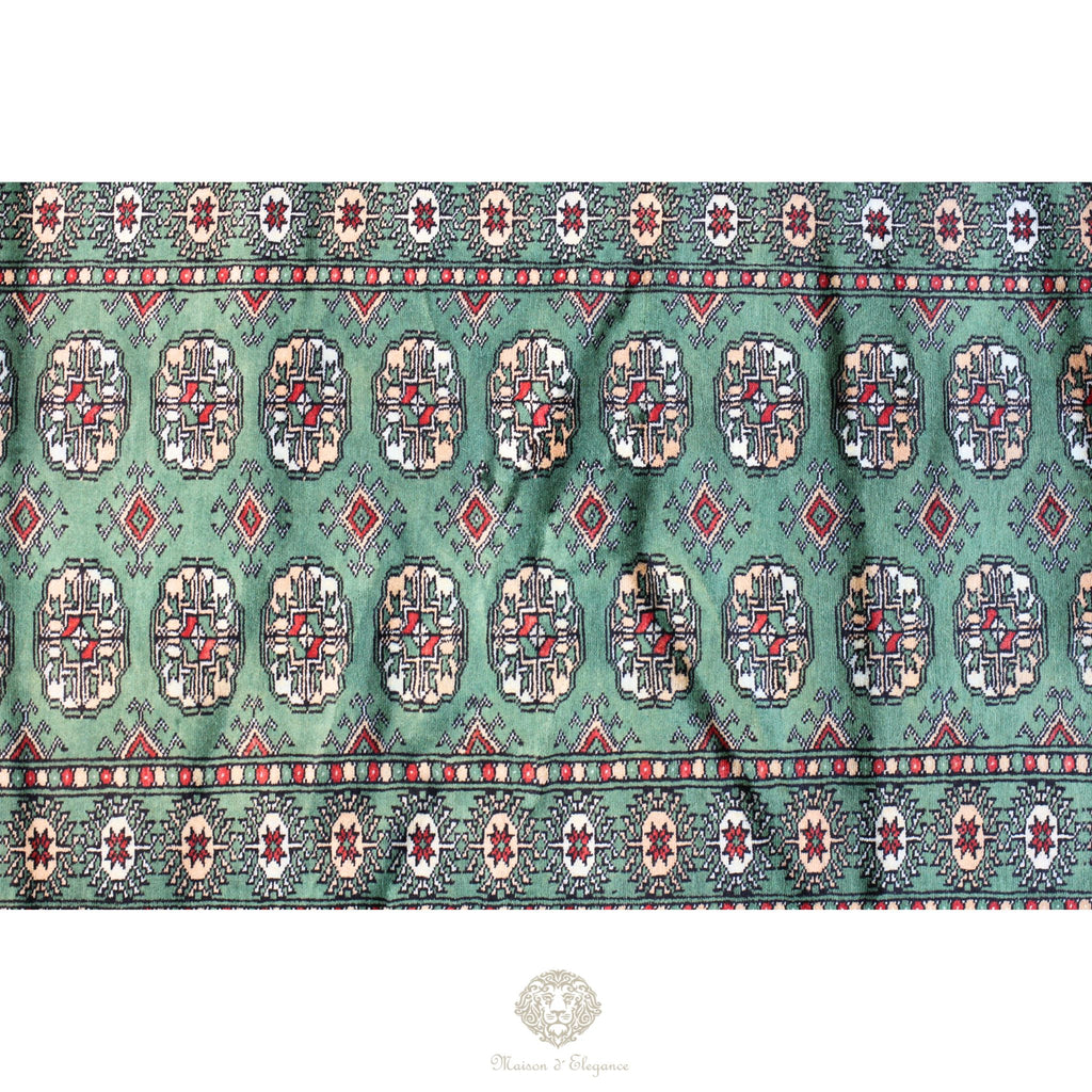 Caminero Alfombra Boukhara Lana Verde Natural Color Intenso 386  x 80 cm
