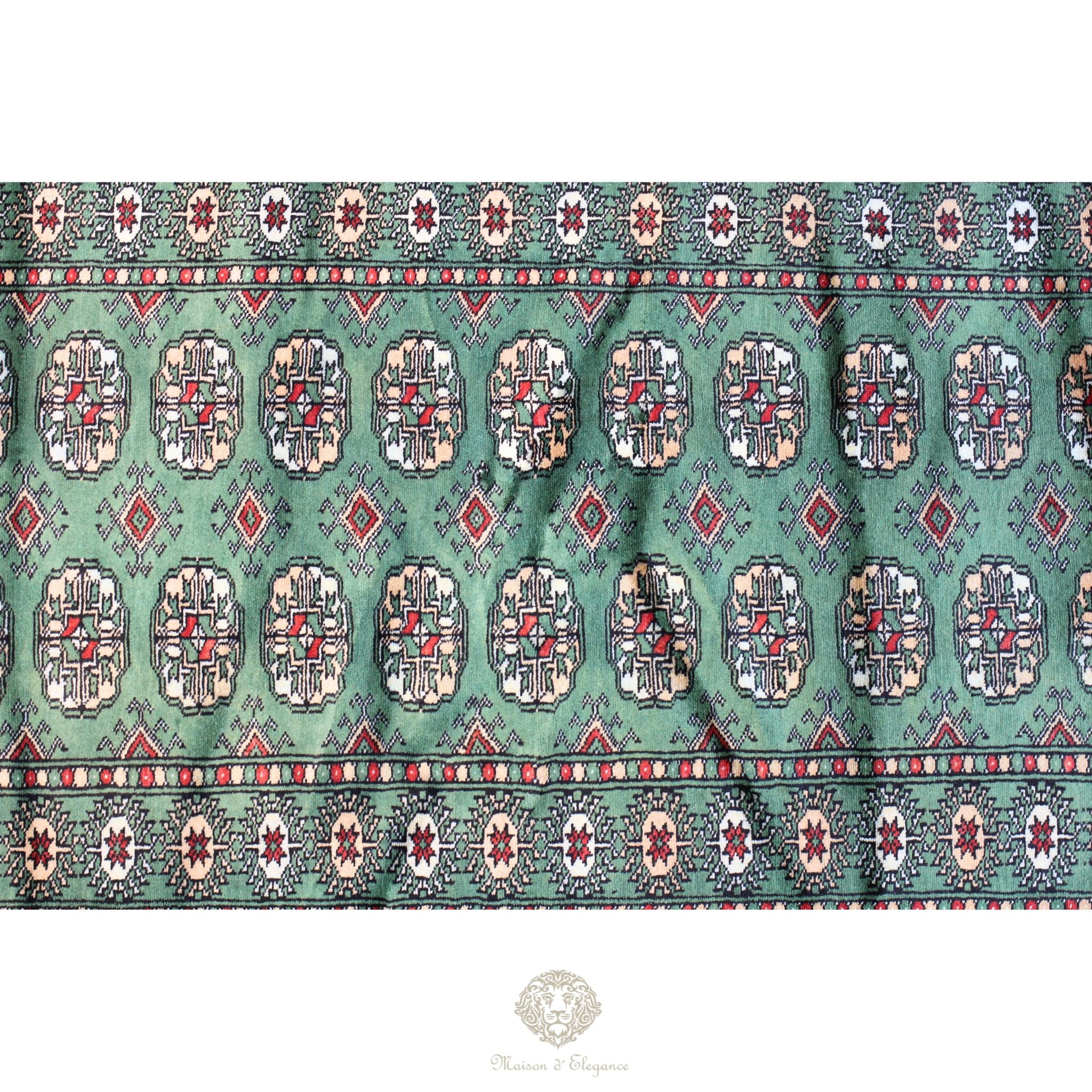 Caminero Alfombra Boukhara Lana Verde Natural Color Intenso 386  x 80 cm