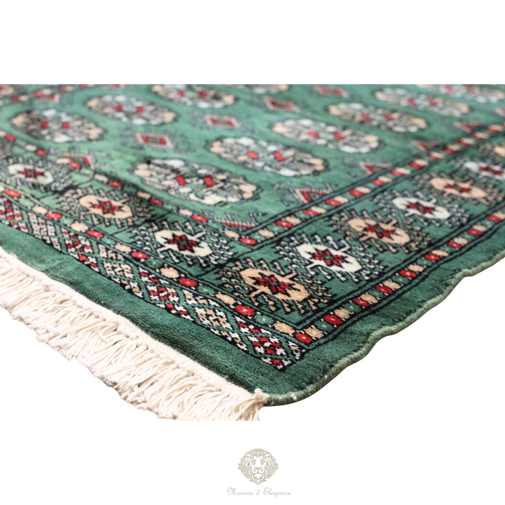 Caminero Alfombra Boukhara Lana Verde Natural Color Intenso 386  x 80 cm