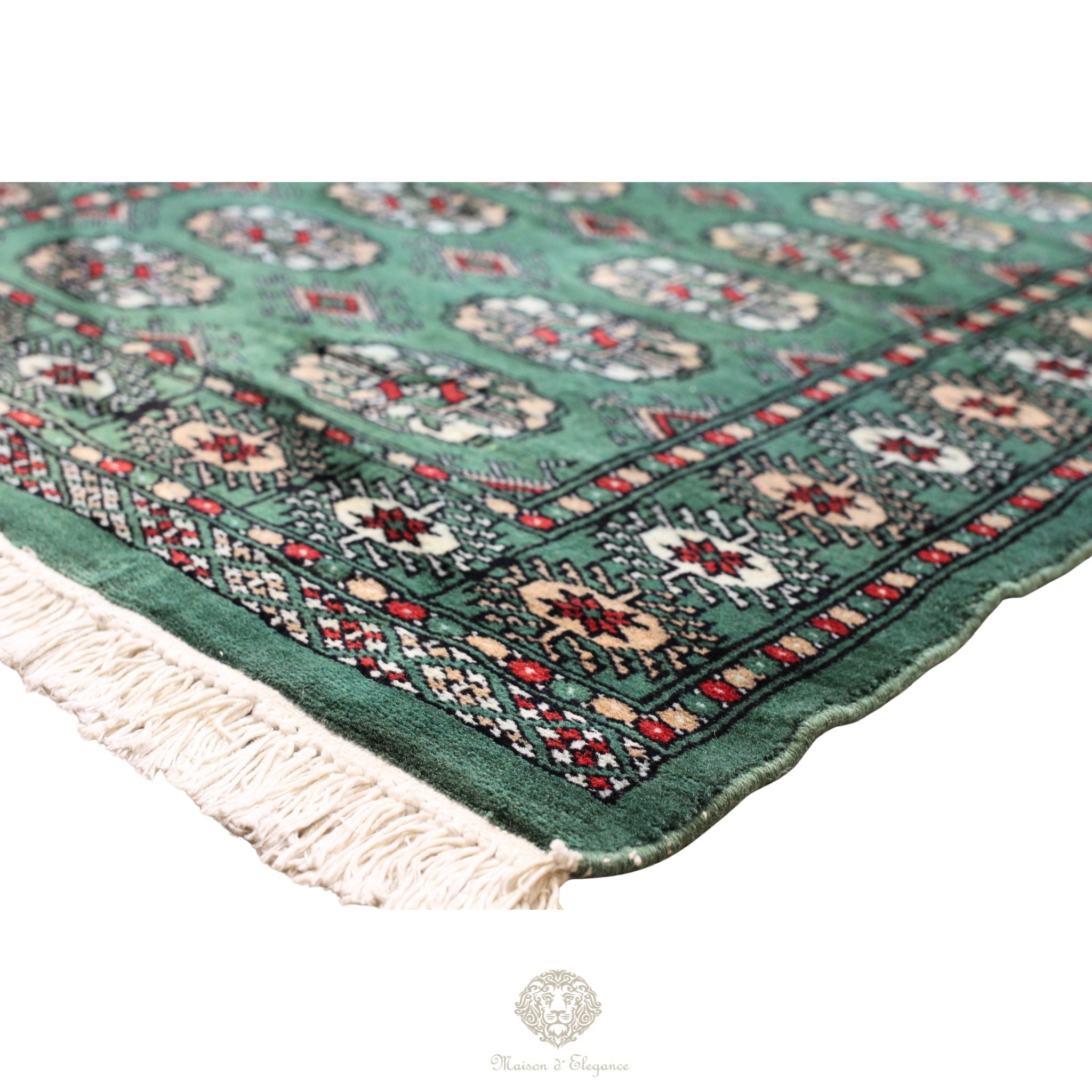 Caminero Alfombra Boukhara Lana Verde Natural Color Intenso 386  x 80 cm