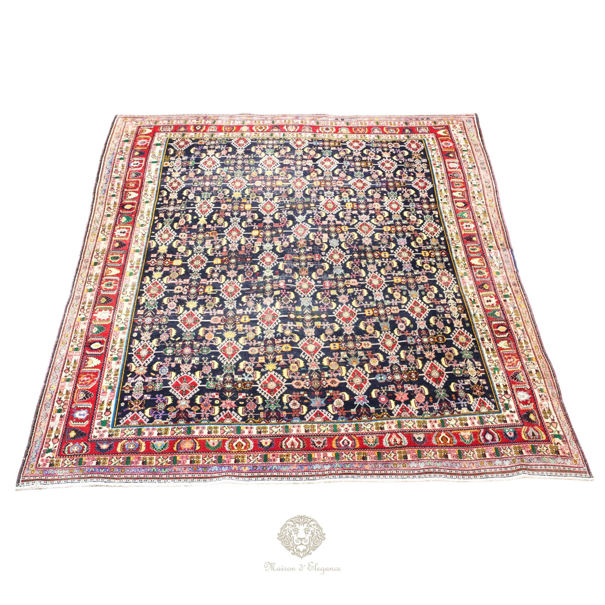 Alfombra nómada antigua de Shiraz del sureste de Irán | Teñida con tintes naturales 256x343 cm