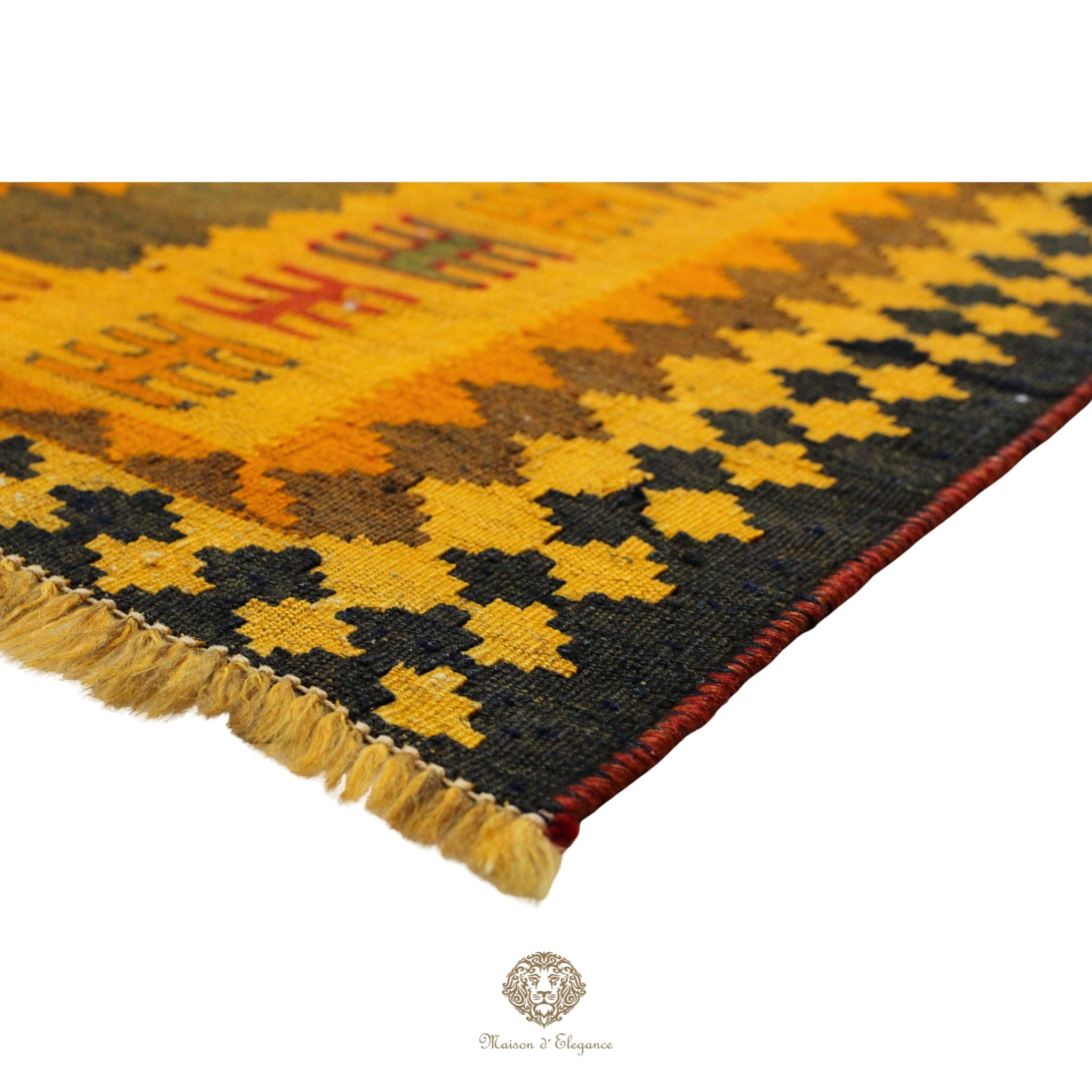Alfombra Kilim Persa Qashqai Antigua Lana | Diseño Geométrico 231 x 133 cm