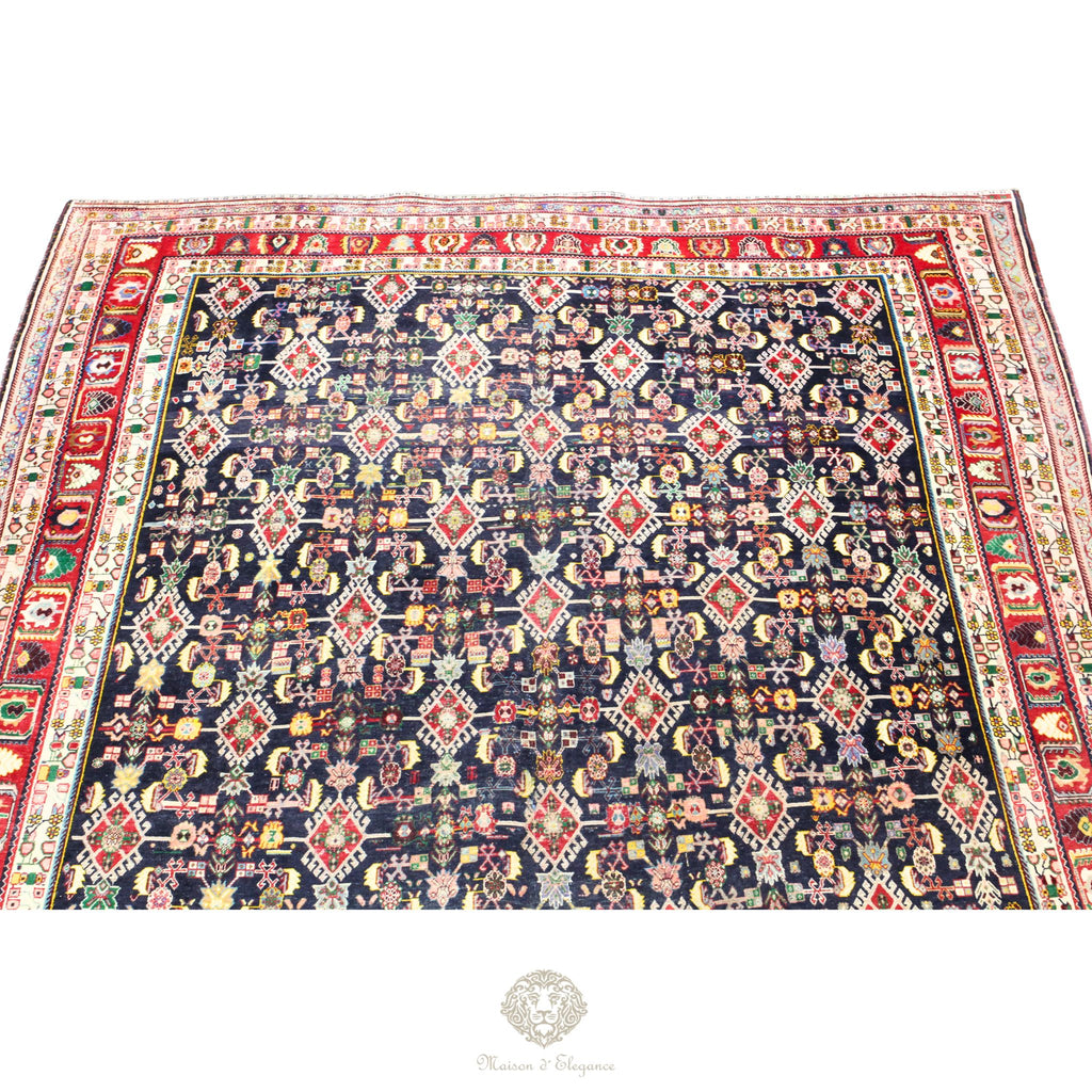 Alfombra nómada antigua de Shiraz del sureste de Irán | Teñida con tintes naturales 256x343 cm