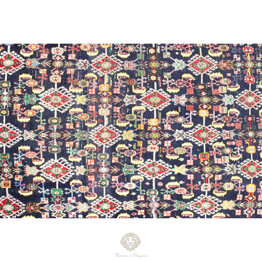 Alfombra nómada antigua de Shiraz del sureste de Irán | Teñida con tintes naturales 256x343 cm