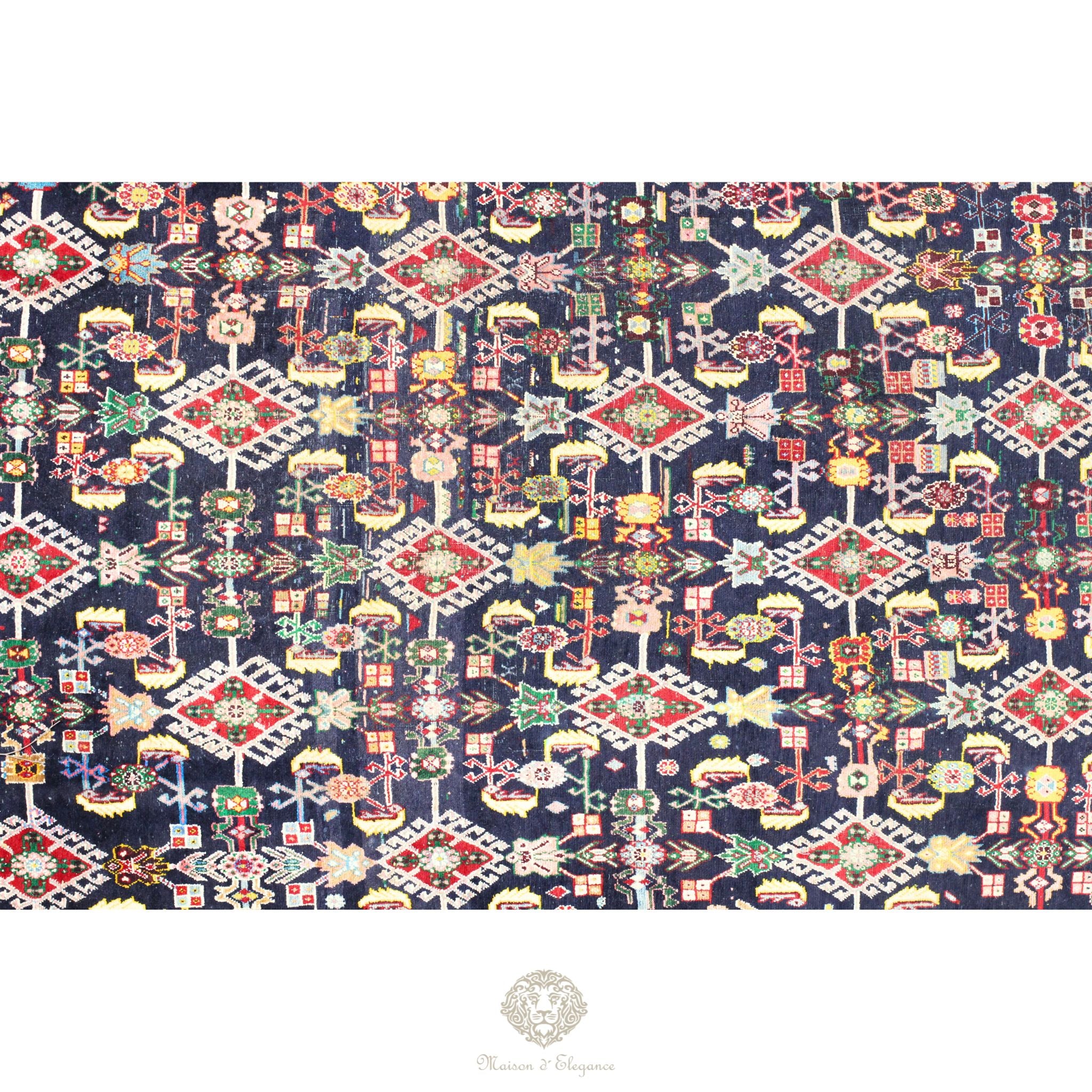 Alfombra nómada antigua de Shiraz del sureste de Irán | Teñida con tintes naturales 256x343 cm