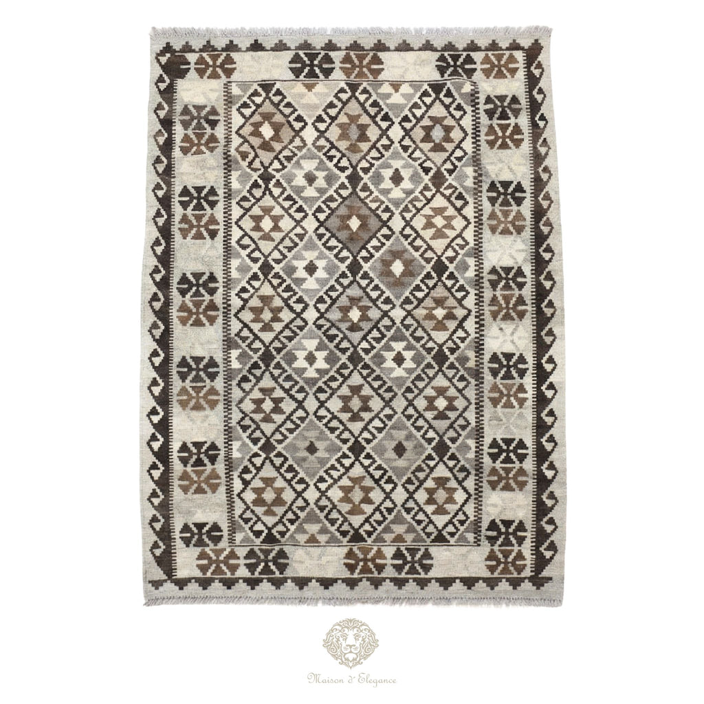 Alfombra Kilim Transicional Lana Geométrica 206 x 131 cm | Tintes Naturales