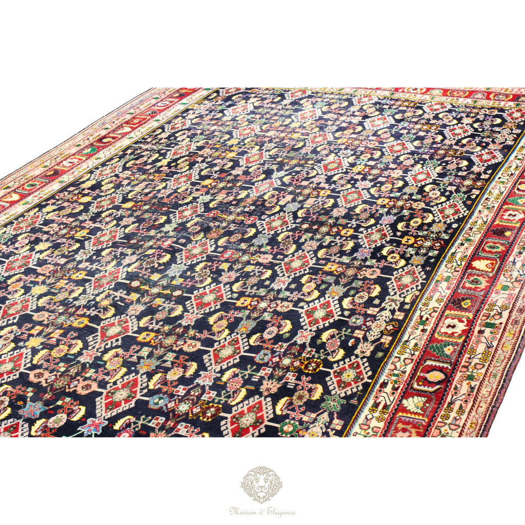Alfombra nómada antigua de Shiraz del sureste de Irán | Teñida con tintes naturales 256x343 cm